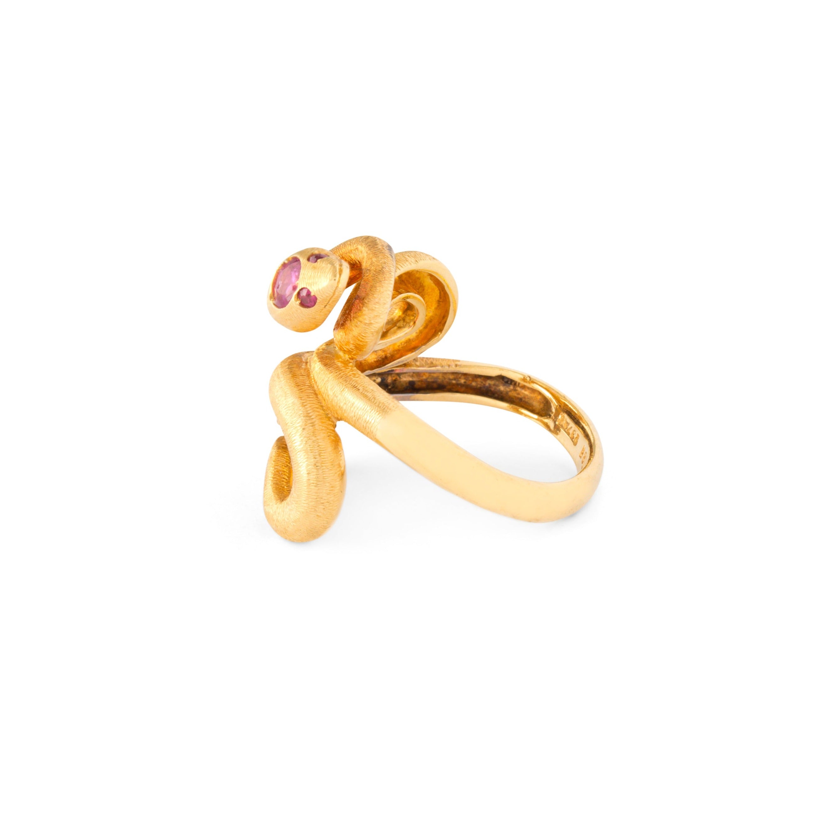 Italian Ruby and 18k Gold Snake Ring
