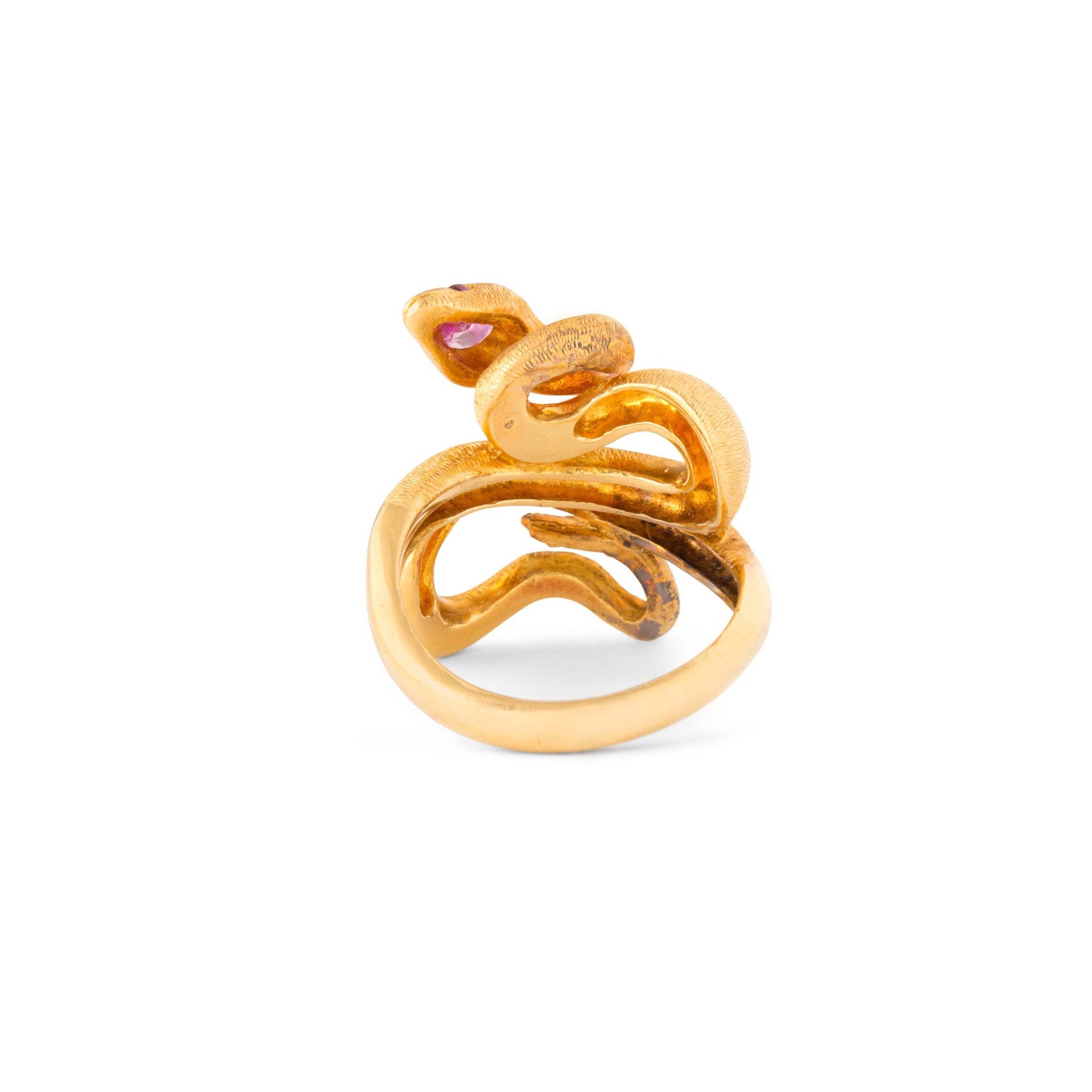 Italian Ruby and 18k Gold Snake Ring