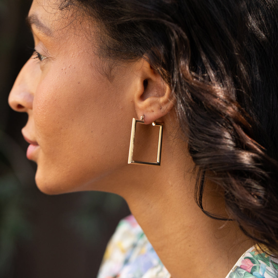 Square-Shaped 14k Gold Hoop Earrings