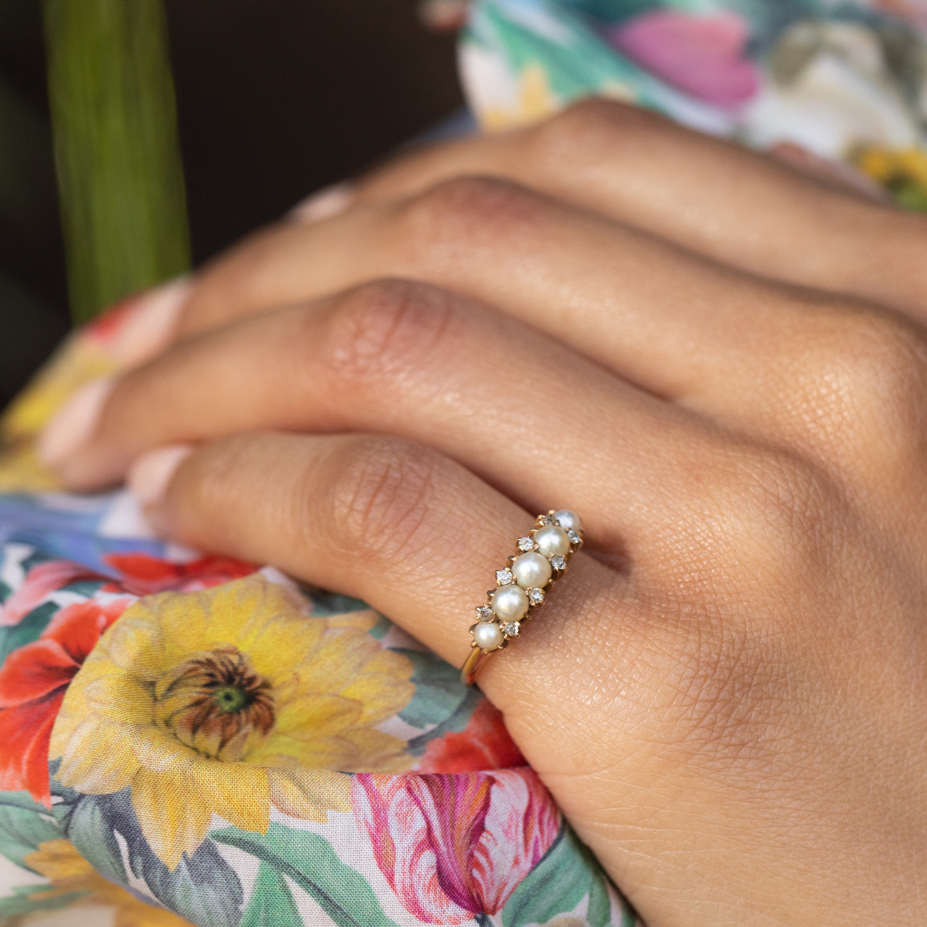 Victorian Pearl, Diamond, And 14k Gold Ring