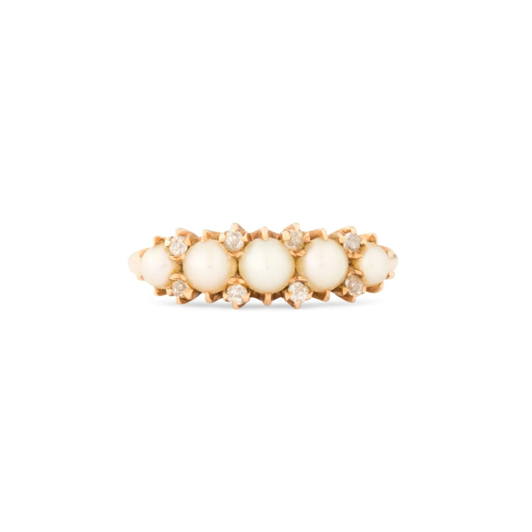 Victorian Pearl, Diamond, And 14k Gold Ring
