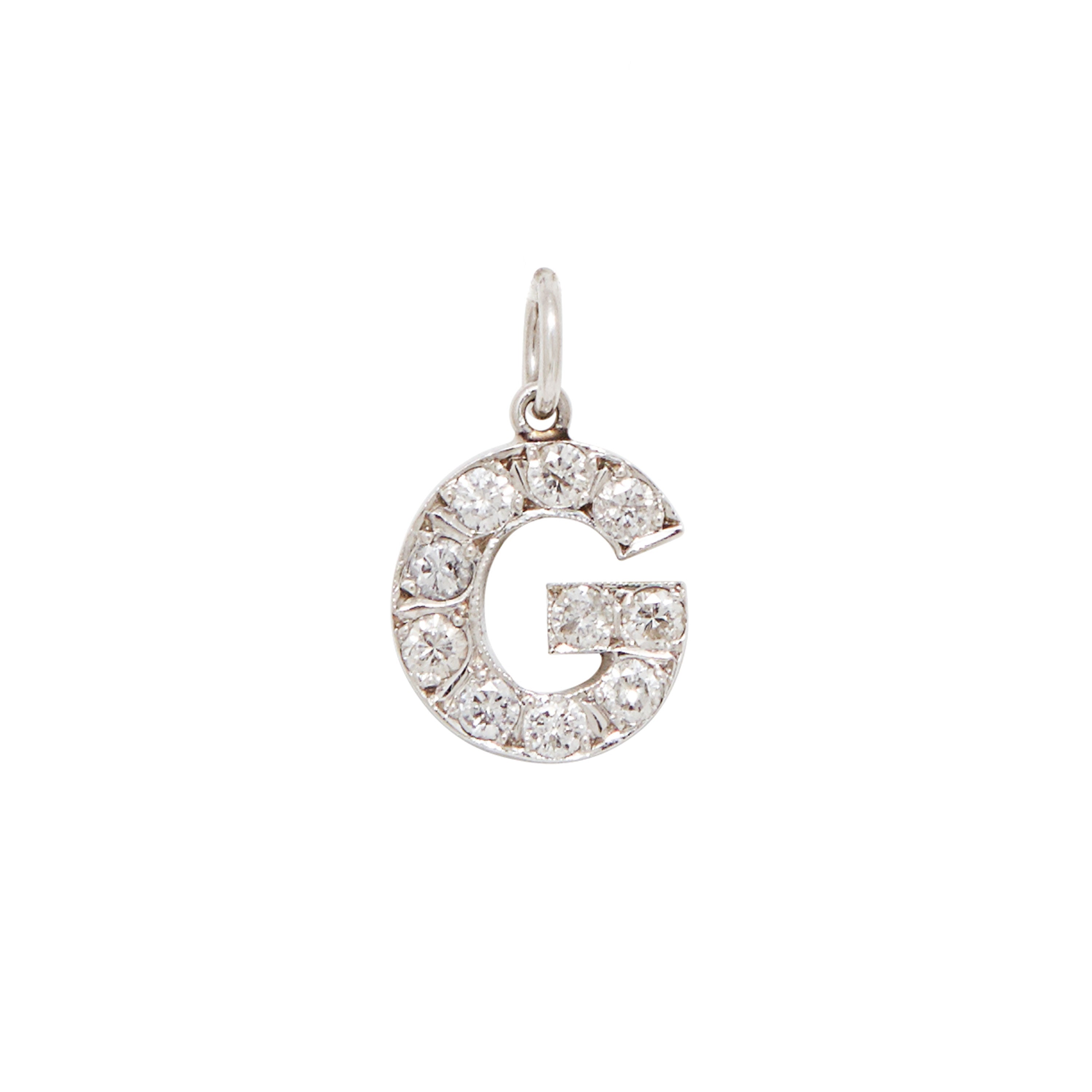Diamond Letter "G" 14k Gold Charm