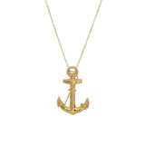 English Gold Anchor Pendant Necklace