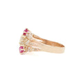 Victorian Asymmetrical Ruby And Diamond 14k Gold Ring