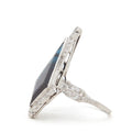 Art Deco Diamond and Kite Sapphire Platinum Ring