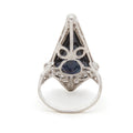Art Deco Diamond and Kite Sapphire Platinum Ring