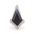 Art Deco Diamond and Kite Sapphire Platinum Ring
