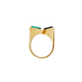 1970s Malachite And Onyx 18k Gold Ring