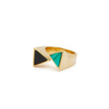 1970s Malachite And Onyx 18k Gold Ring