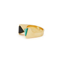 1970s Malachite And Onyx 18k Gold Ring