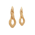 Large Textured 14K Gold Door Knocker Drop Earrings