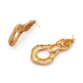 Large Textured 14K Gold Door Knocker Drop Earrings