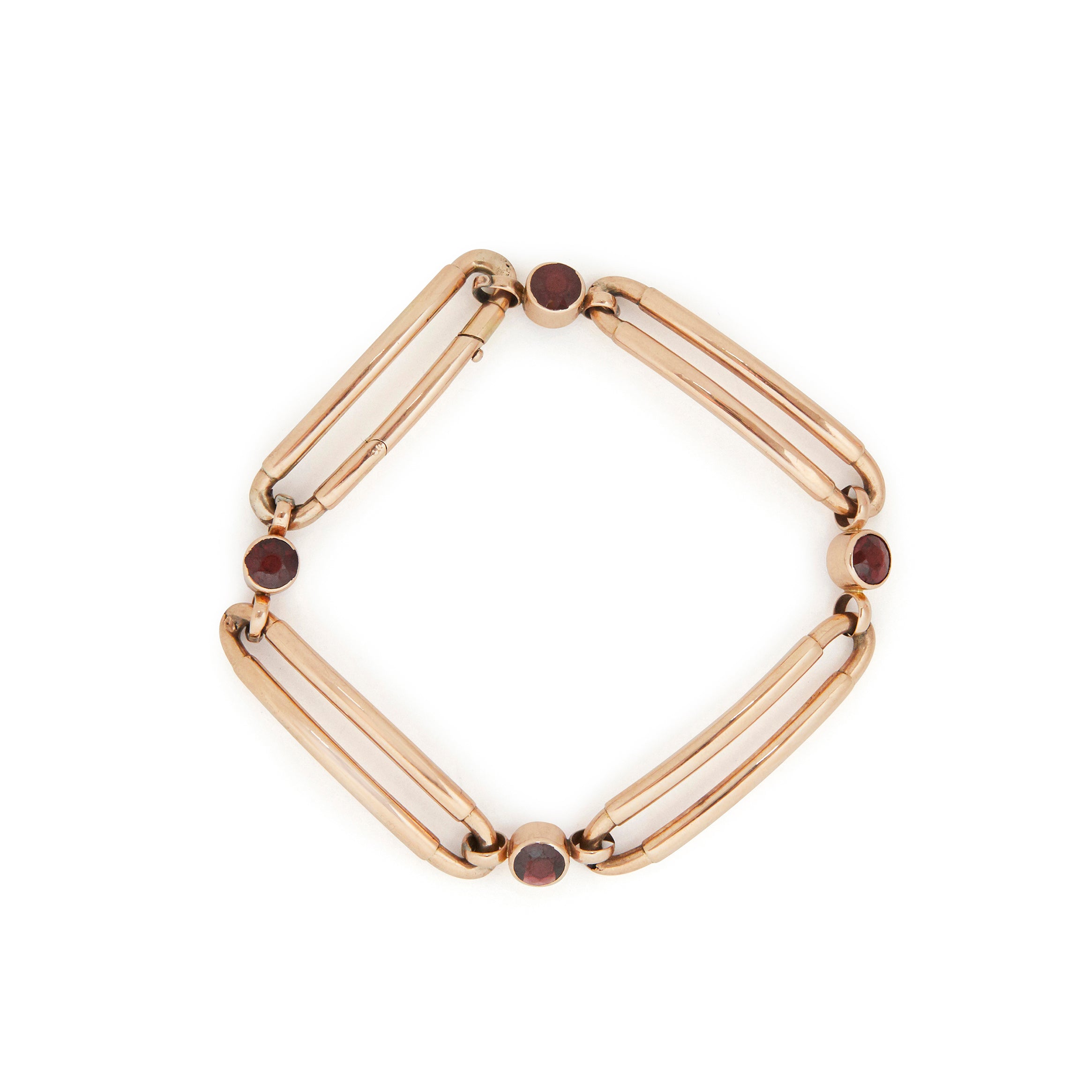 Rose Gold And Garnet Open Link Bracelet