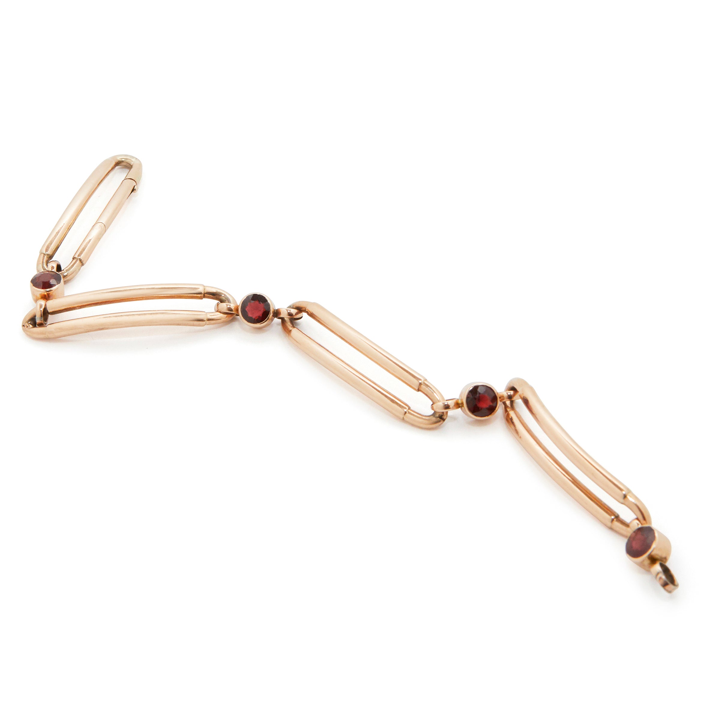 Rose Gold And Garnet Open Link Bracelet