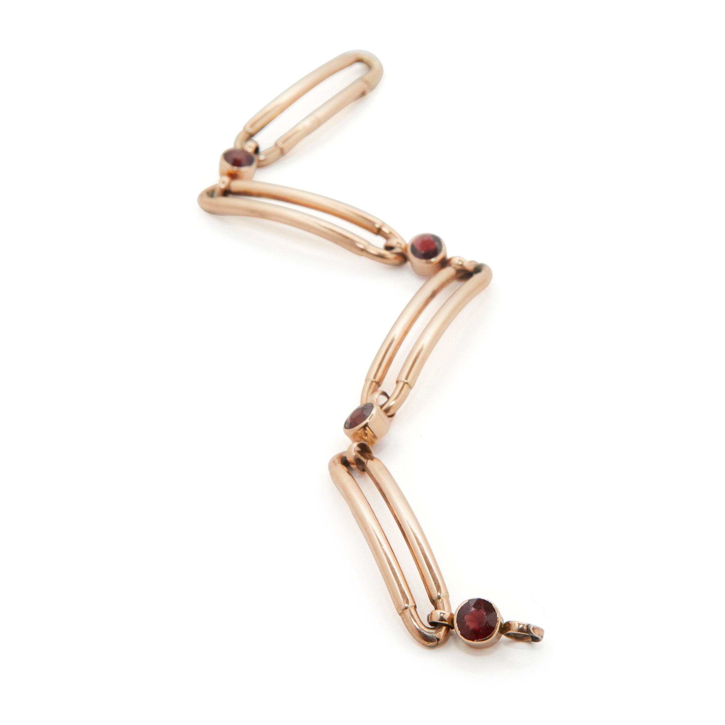 Rose Gold And Garnet Open Link Bracelet