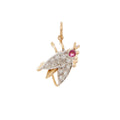 Edwardian Diamond And Ruby Bug 14k Gold Charm