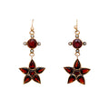 Garnet And Pearl Floral Dangle Earrings