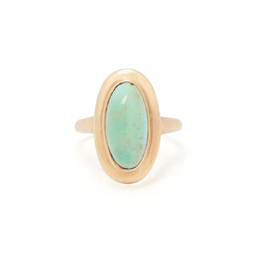 Green Turquoise And 14K Rose Gold Ring