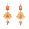 Victorian Coral Fly And 14K Gold Dangle Earrings
