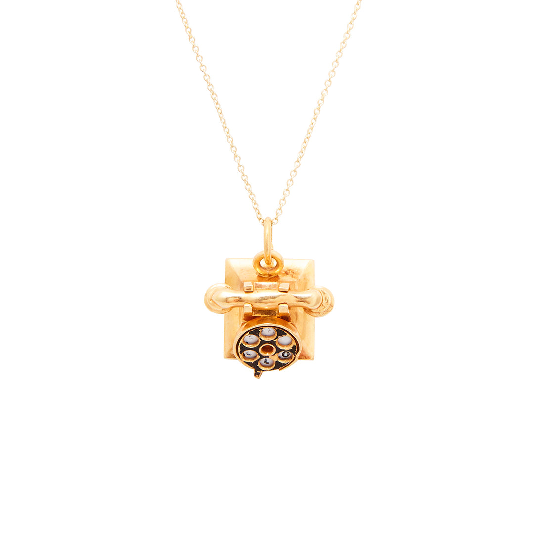 Rotary Phone Movable 14k Gold Charm