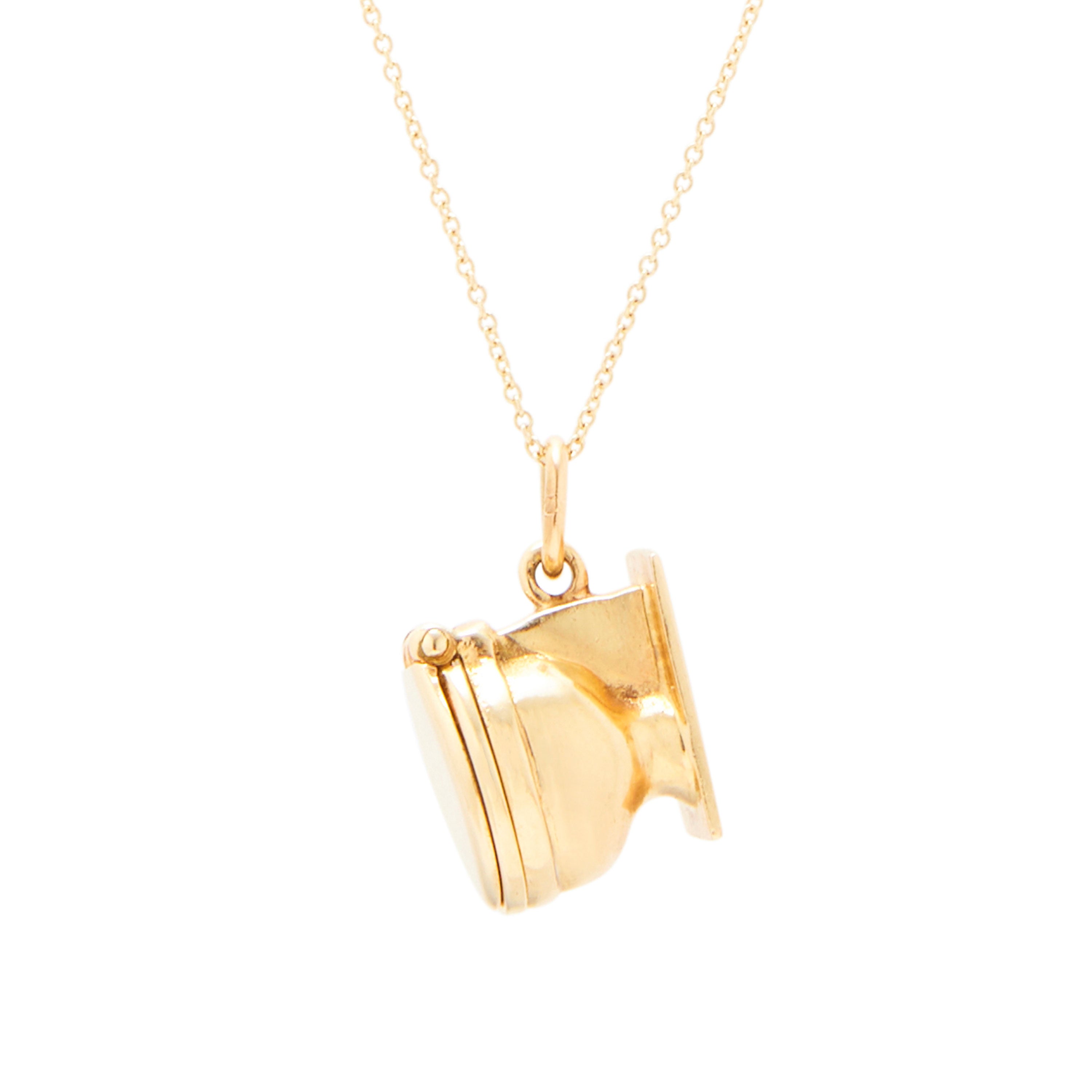 Movable 14K Gold And Enamel Toilet Charm
