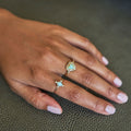 Victorian Opal Heart And Diamond Cluster 14k Gold Ring
