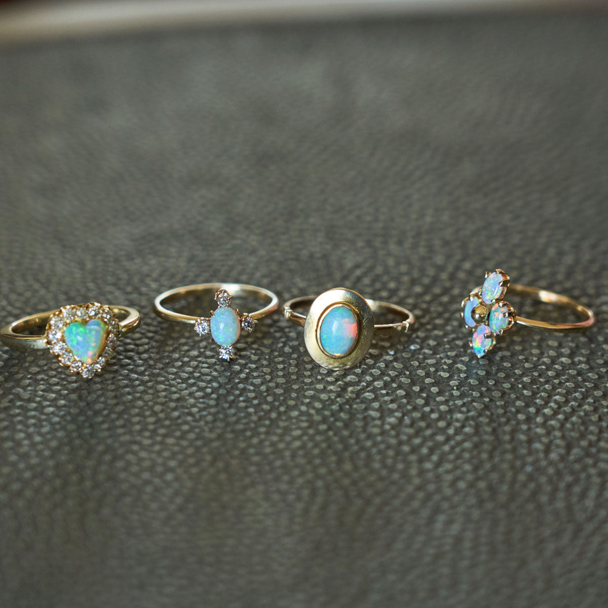 Victorian Opal Heart And Diamond Cluster 14k Gold Ring