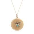 Bug Multi-Stone 14k Gold Locket Necklace