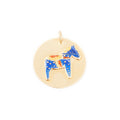 Swedish Dala Horse Enamel And 18K Gold Charm