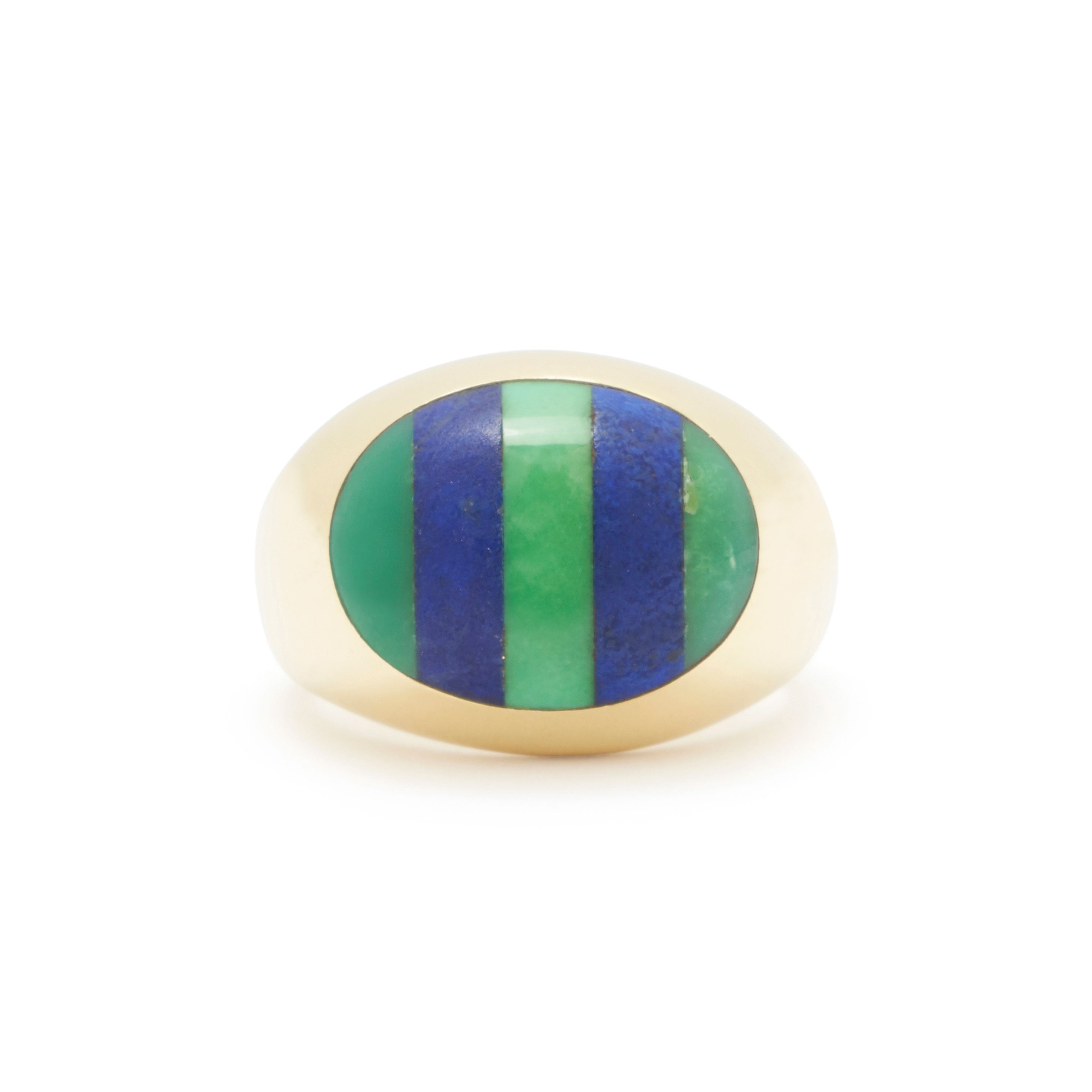 Tiffany & Co Vintage Lapis Lazuli And Jade 18k Yellow Gold Ring