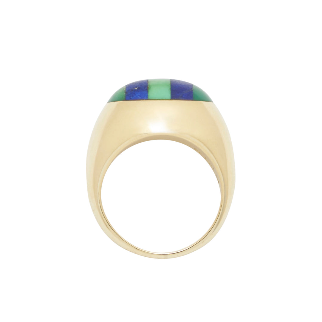 Tiffany & Co Vintage Lapis Lazuli And Jade 18k Yellow Gold Ring