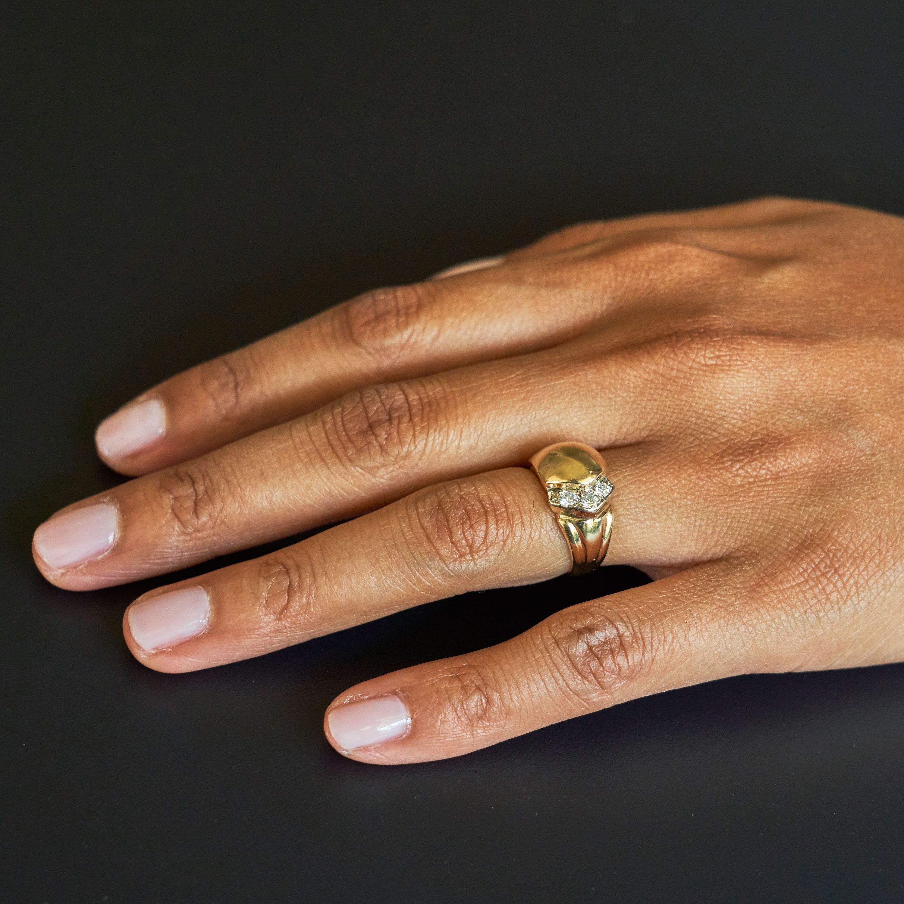 Diamond Dome And 14k Gold Ring