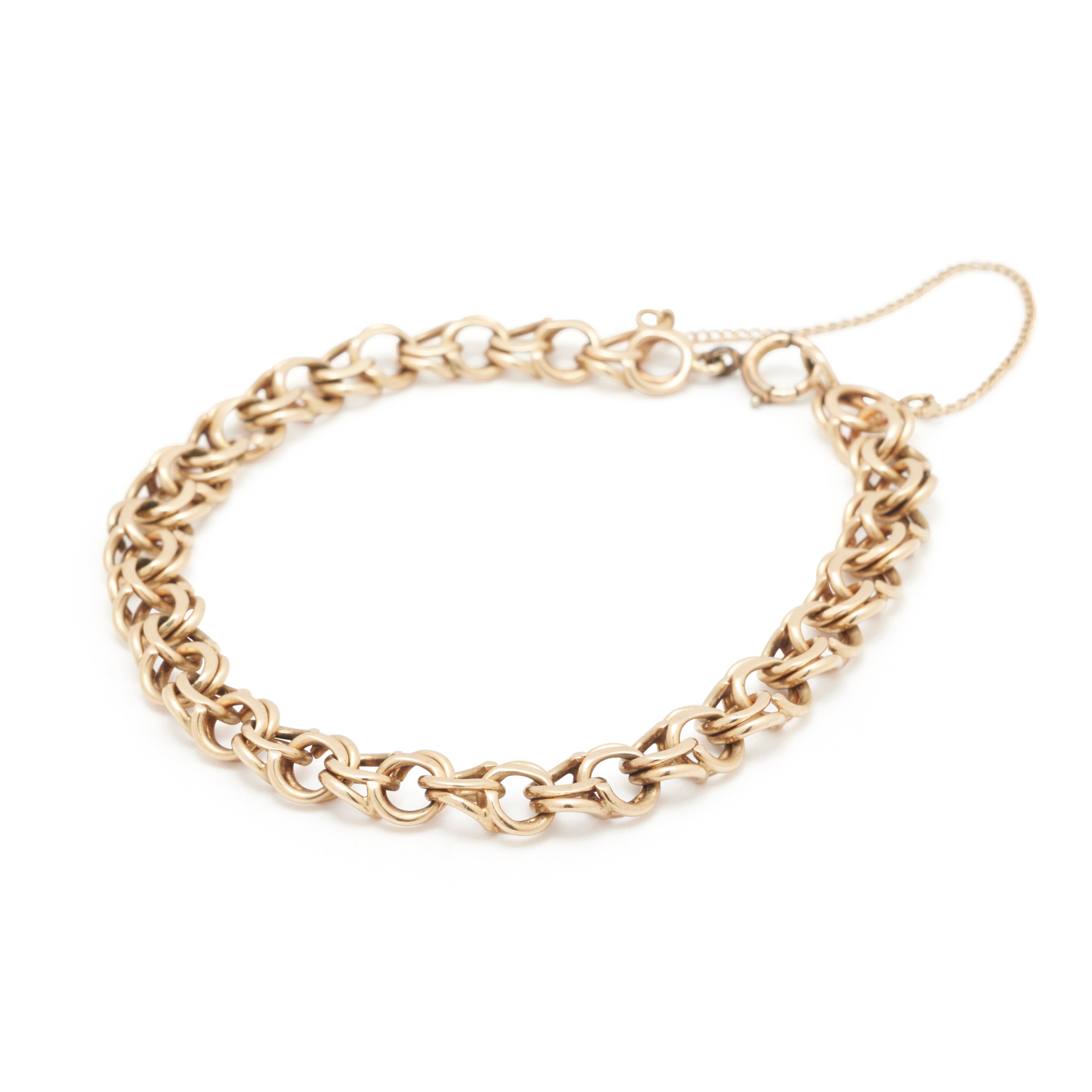 14K Yellow Gold Double Link Charm Bracelet | Paul Bensel Jewelers
