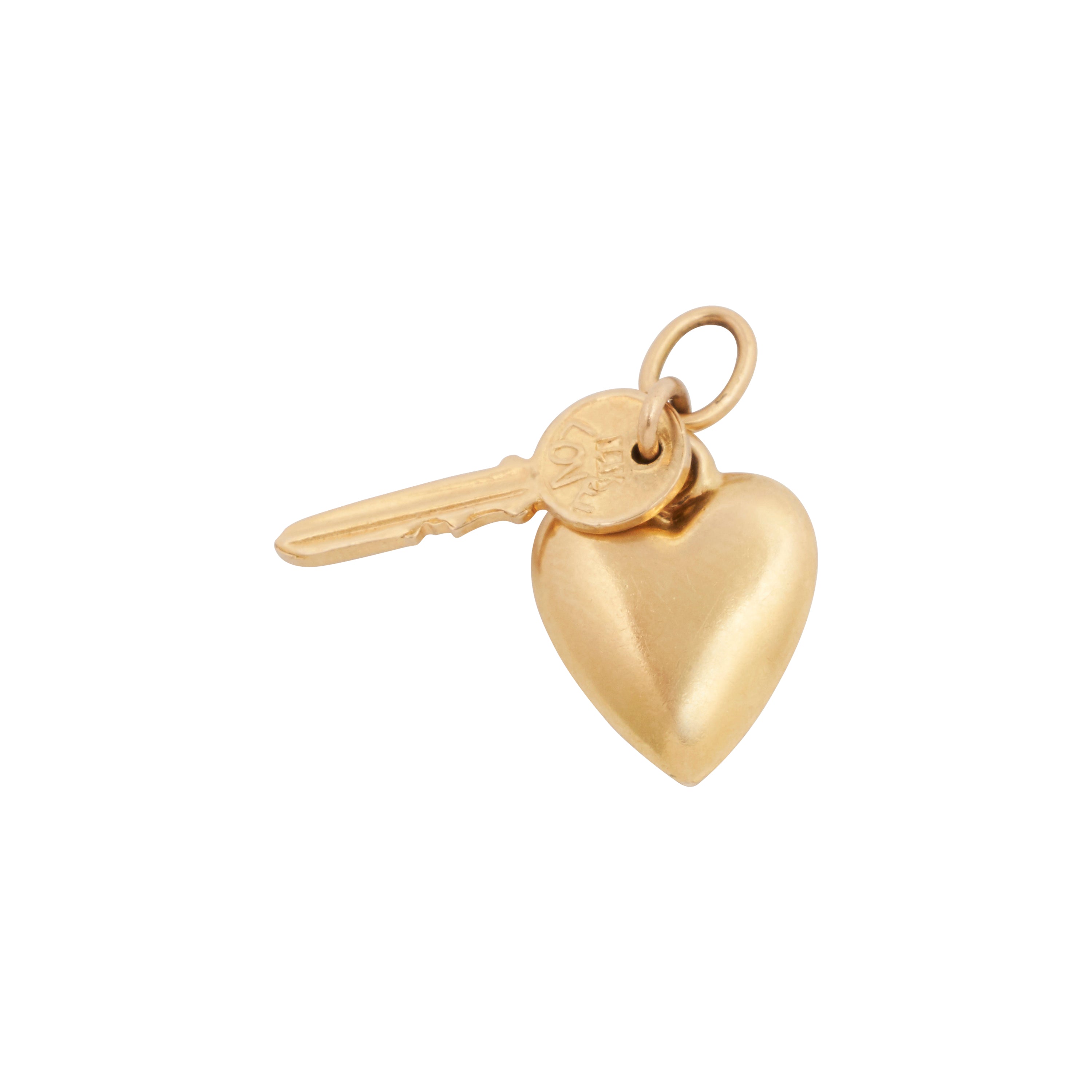 Heart And Key 14k Gold Charm