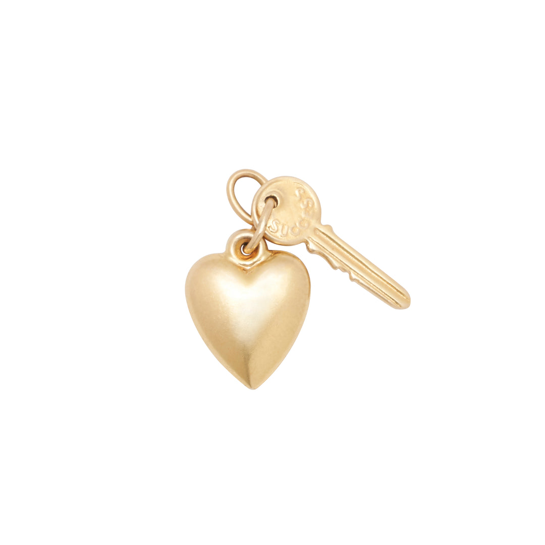 Heart And Key 14k Gold Charm