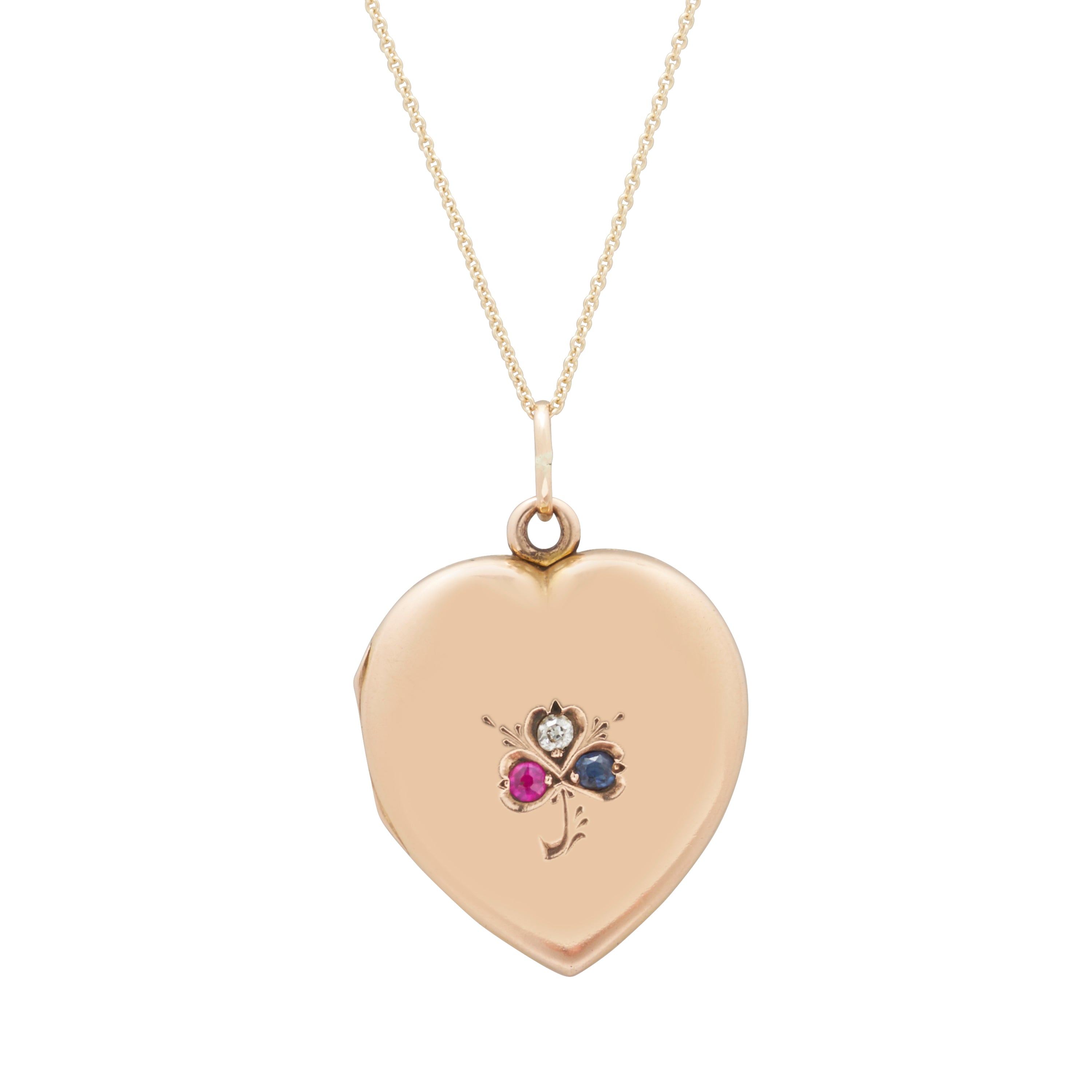Victorian Heart With Clover 14k Gold Locket