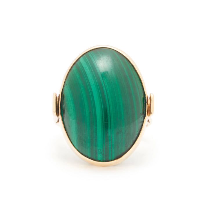 Modernist Malachite And 14k Gold Ring