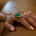 Modernist Malachite And 14k Gold Ring