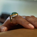 Modernist Malachite And 14k Gold Ring