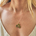 Chalcedony And 9k Gold Clover Pendant Necklace
