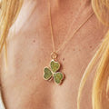 Chalcedony And 9k Gold Clover Pendant Necklace