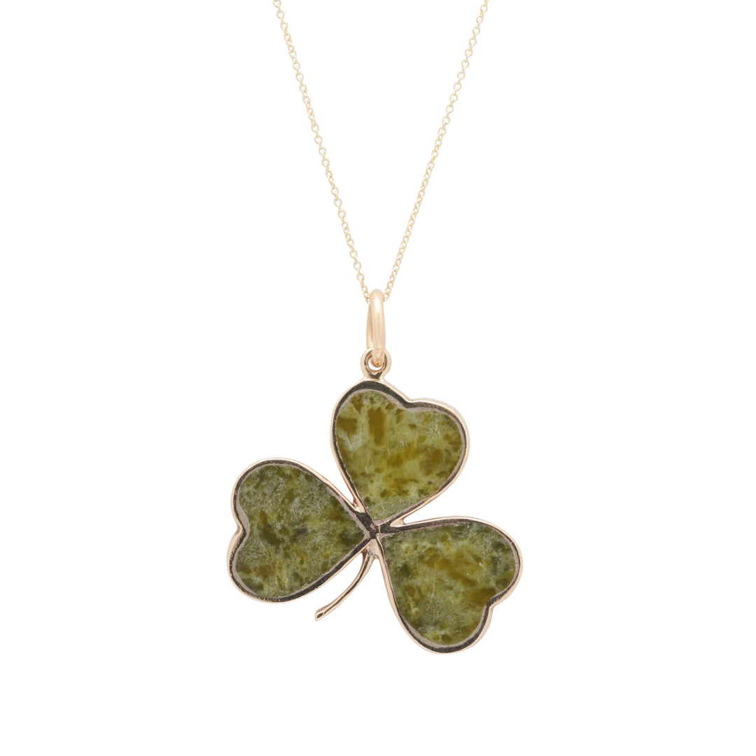 Chalcedony And 9k Gold Clover Pendant Necklace