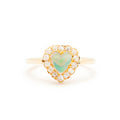 Victorian Opal Heart And Diamond Cluster 14k Gold Ring