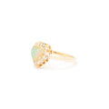 Victorian Opal Heart And Diamond Cluster 14k Gold Ring