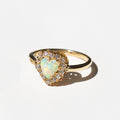 Victorian Opal Heart And Diamond Cluster 14k Gold Ring