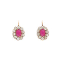 Victorian Ruby And Diamond 14k Rose Gold Cluster Earrings
