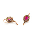 Victorian Ruby And Diamond 14k Rose Gold Cluster Earrings
