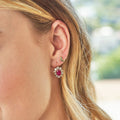 Victorian Ruby And Diamond 14k Rose Gold Cluster Earrings