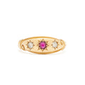 Victorian Ruby And Diamond 18k Gold Gypsy Ring