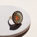 Large Opal Diamond Cluster And Enamel 14k Gold Ring